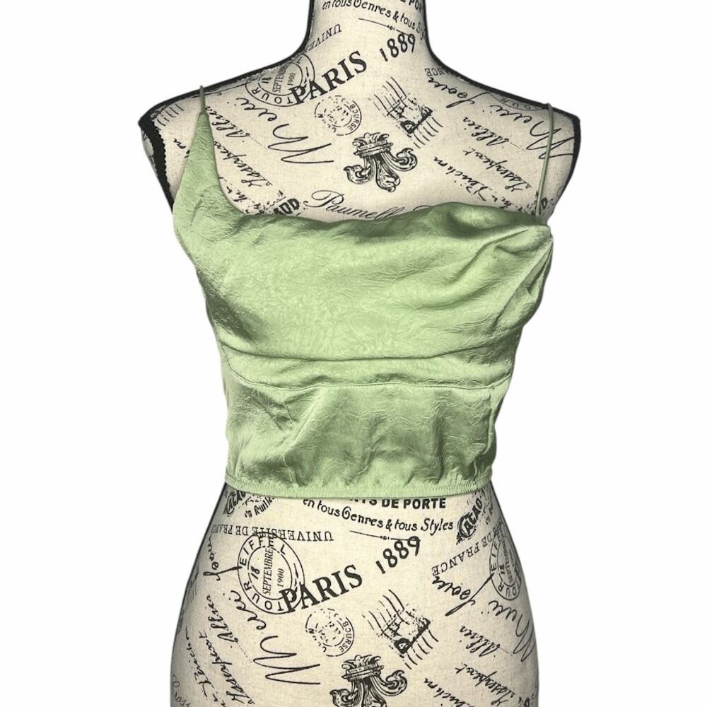Out From Under (L) Satin Tie Back Crop Top Urban Outfitters Camisole Square Neck